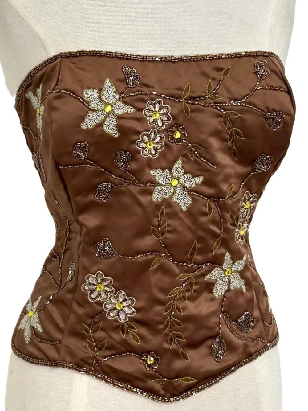 JASDEE Vintage Bustier Corset Hand Work Beaded Embroidery On Satin Style F3155